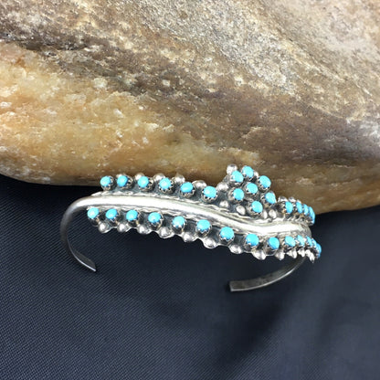 Children Blue Turquoise Petite Point Zuni Sterling Bracelet 01990
