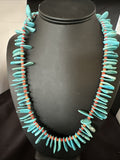 Large Blue Turquoise Red Spiny Navajo Pearls Necklace 21" | Sterling Silver | Authentic Native American Handmade | 19319