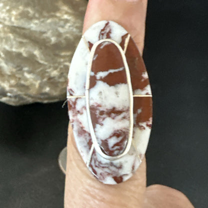 Mens Womens Wild Horse Turquoise Inlay Navajo Sterling Silver Ring Sz 6.5 18768