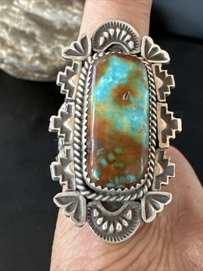 Navajo Sterling Silver Green Turquoise Ring Size 11.5 19615