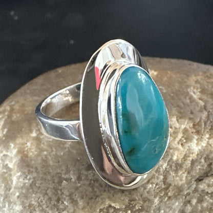 WoMens Sterling Silver Blue Kingman Turquoise Ring Size 8.5 17728