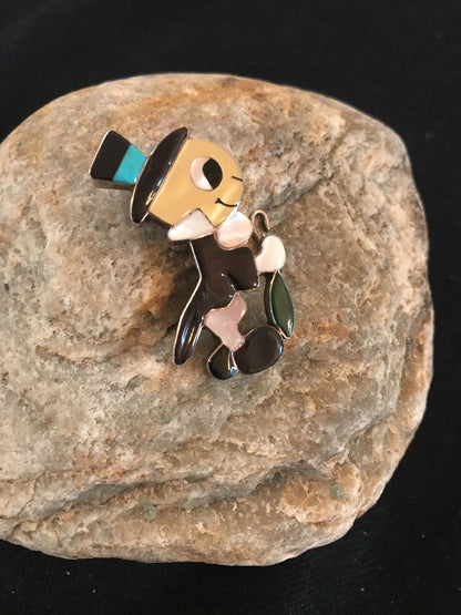 Collectible Zuni Sterling Silver Disney Jiminy Pin Pendant Vintage Old Pawn