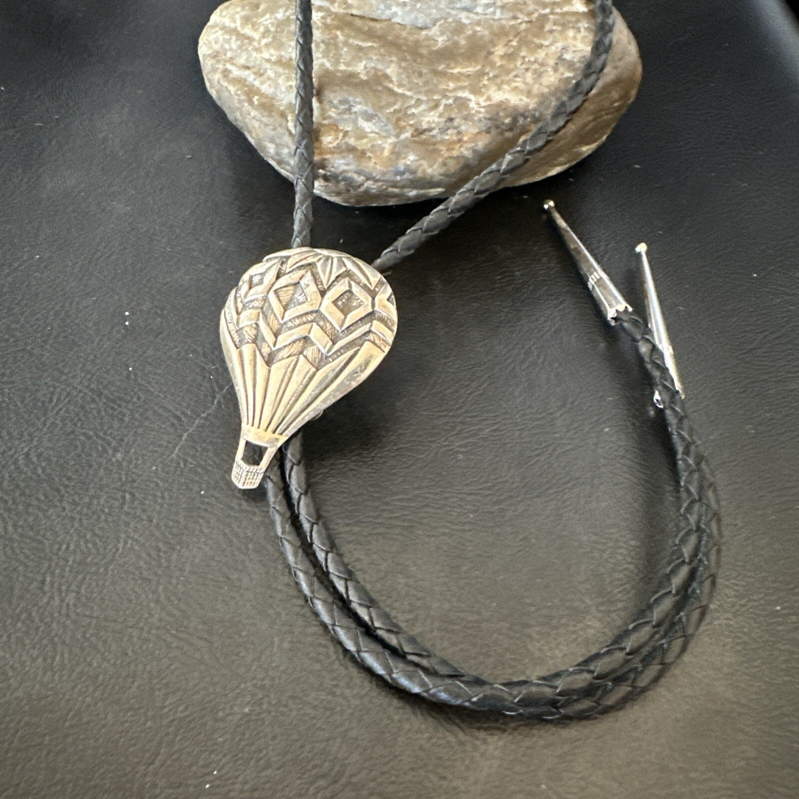 Mens Hot Air Balloon Navajo Sterling Silver Bolo Tie 18774