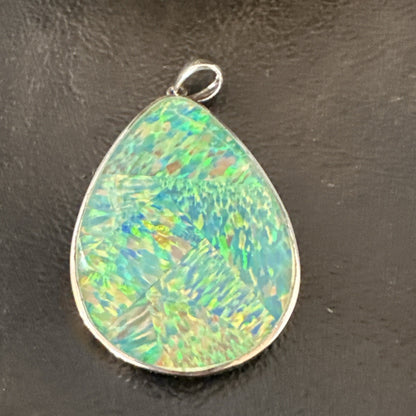 Mens Womens Multicolor Gilson Opal Navajo Sterling Silver Inlay Pendant 18610