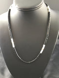 Black Onyx Mother Of Pearl Navajo Necklace 19" | Sterling Silver | Authentic Native American Handmade | 10141