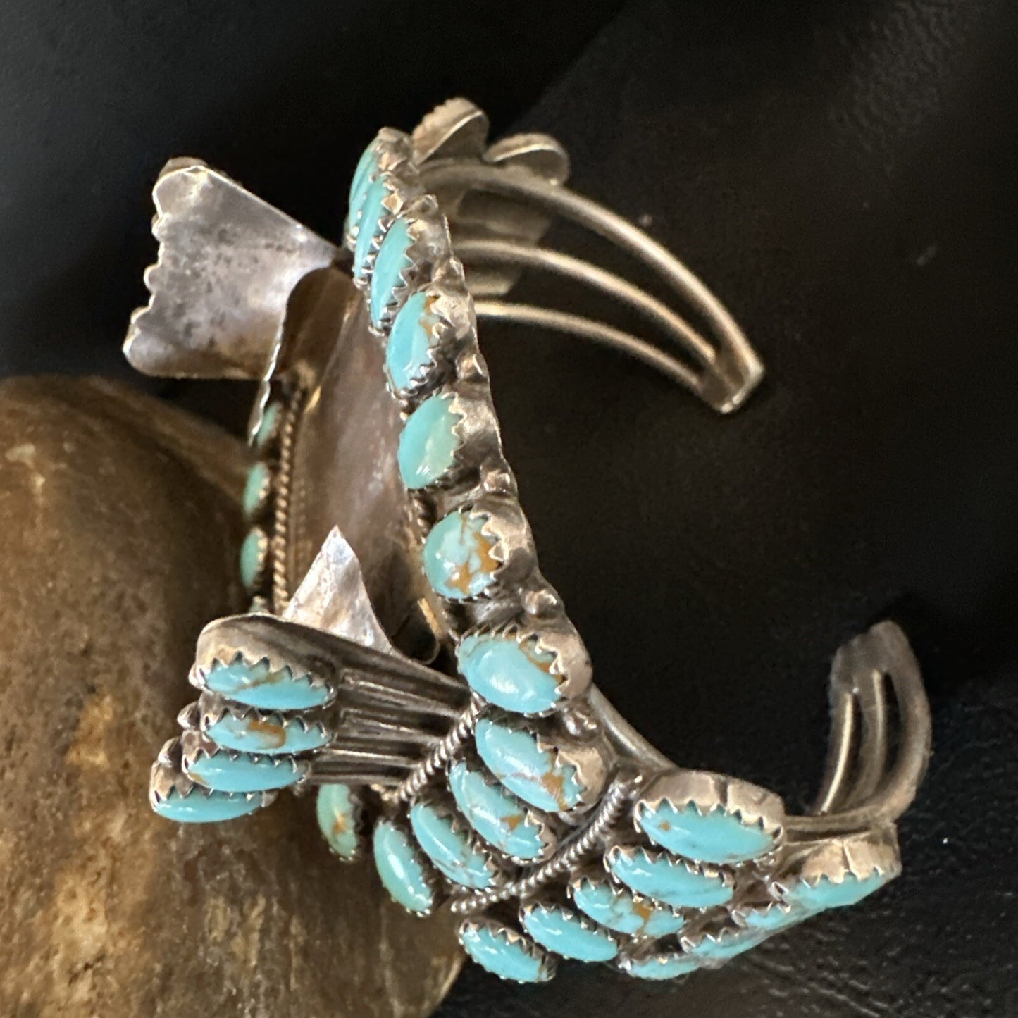 Men Blue Turquoise Navajo Sterling Silver Watch Cuff Bracelet 18160