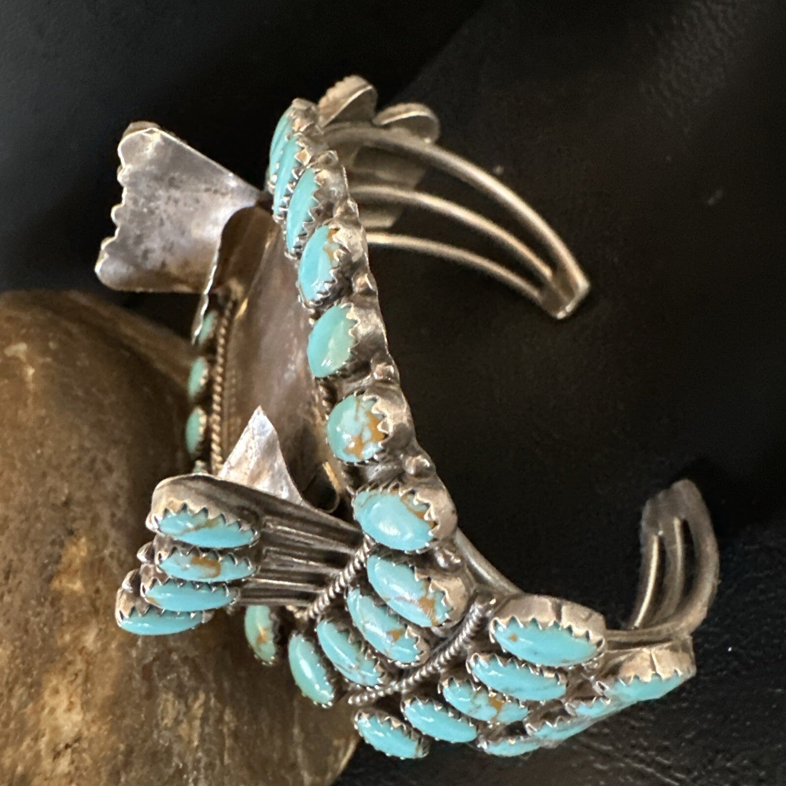 Men Blue Turquoise Navajo Sterling Silver Watch Cuff Bracelet 18160