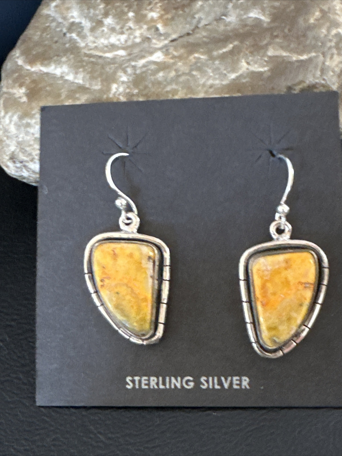 Womens Bumblebee Jasper Navajo Sterling Silver Earrings 15832
