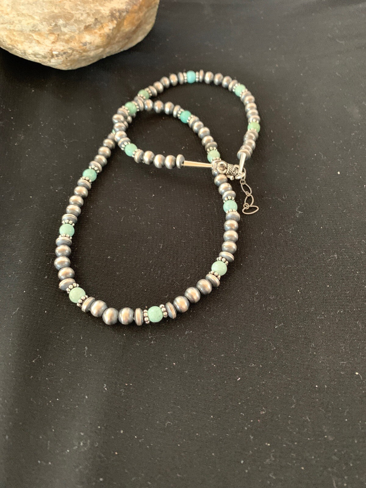 Navajo Pearls Sterling DRY CREEK Turquoise Bead Necklace 22" Sale 13310