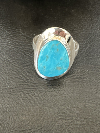 Sterling Silver Blue Kingman Turquoise Ring Size 10 17679
