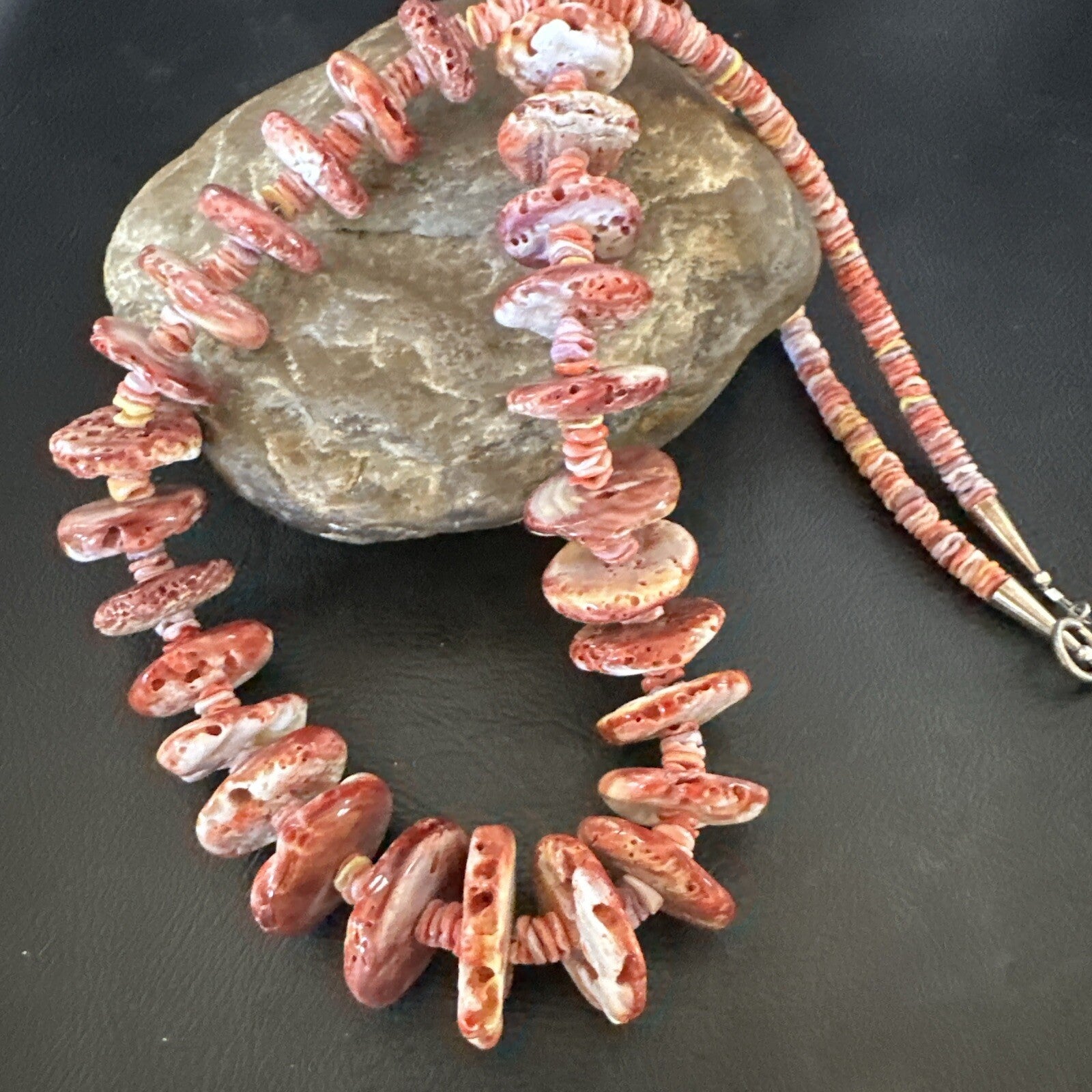 Purple Spiny Oyster Heishi Navajo Sterling Silver Necklace 24” 17781