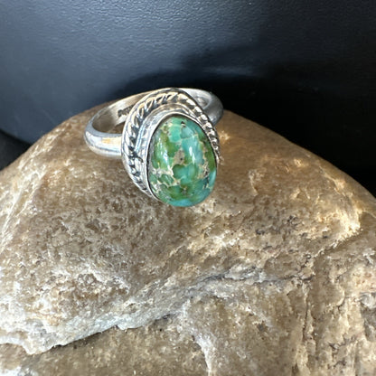 Womens Blue Sonoran Turquoise Navajo Sterling Silver Ring Size 10 18003