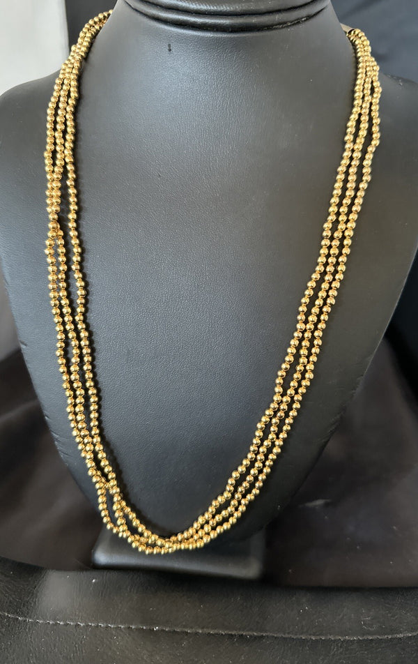 Gold Filled 3 Strand Bead Necklace 24" | Sterling Silver | Authentic Native American Handmade | 18647