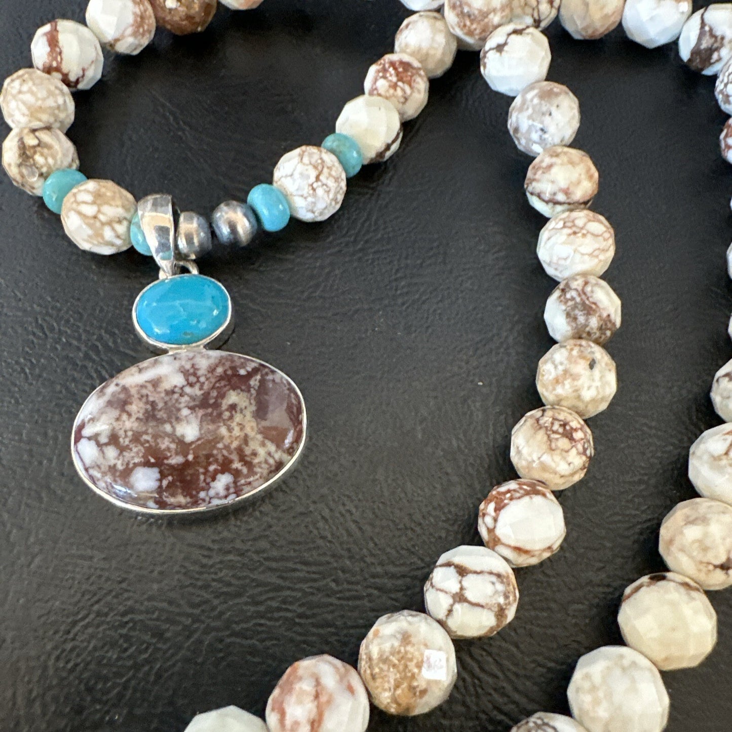Mens Women Navajo Sterling Silver Wild Horse Turquoise Necklace Pendant 20”18323