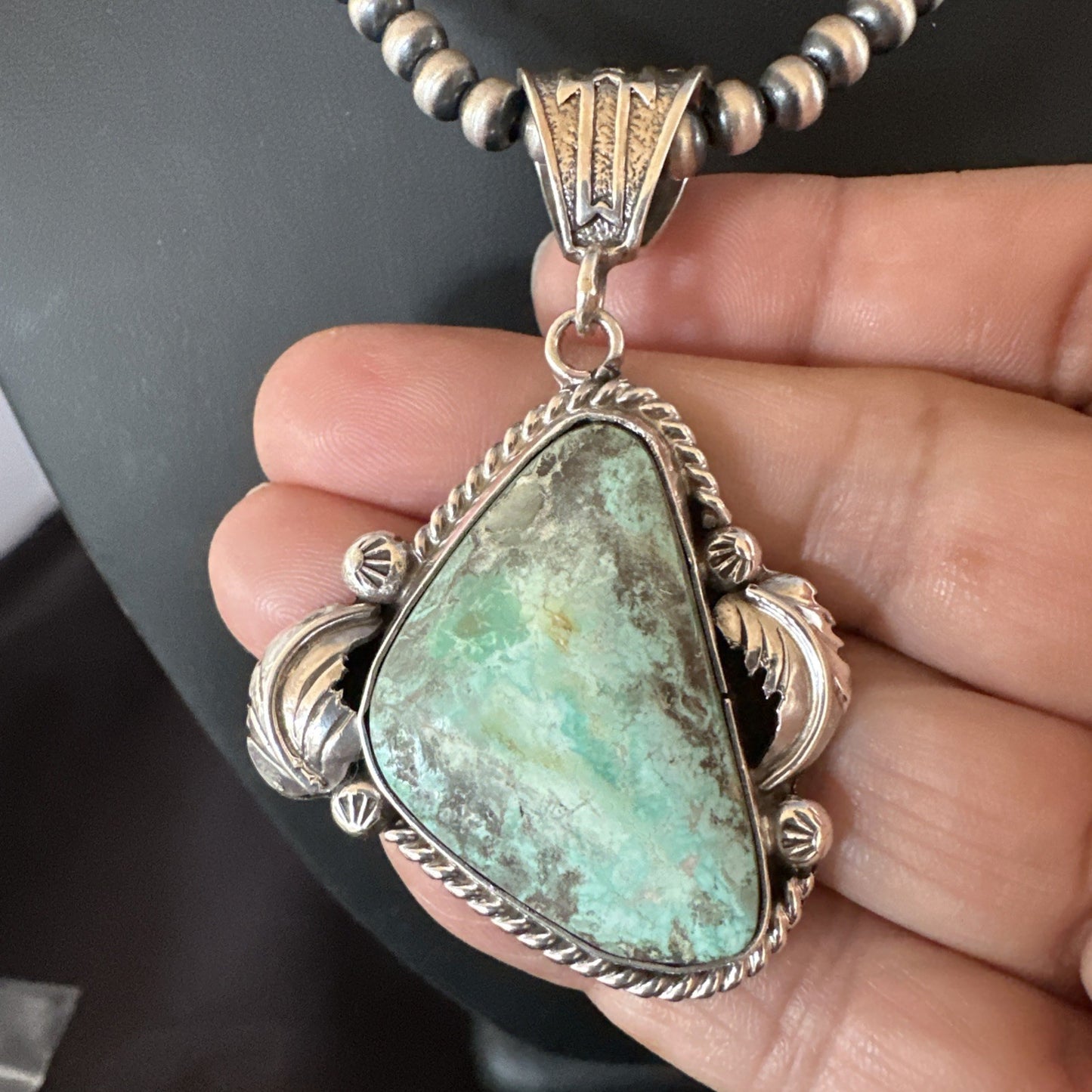 WoMens Navajo Pearls Sterling Silver Royston Turquoise Necklace Pendant 19363