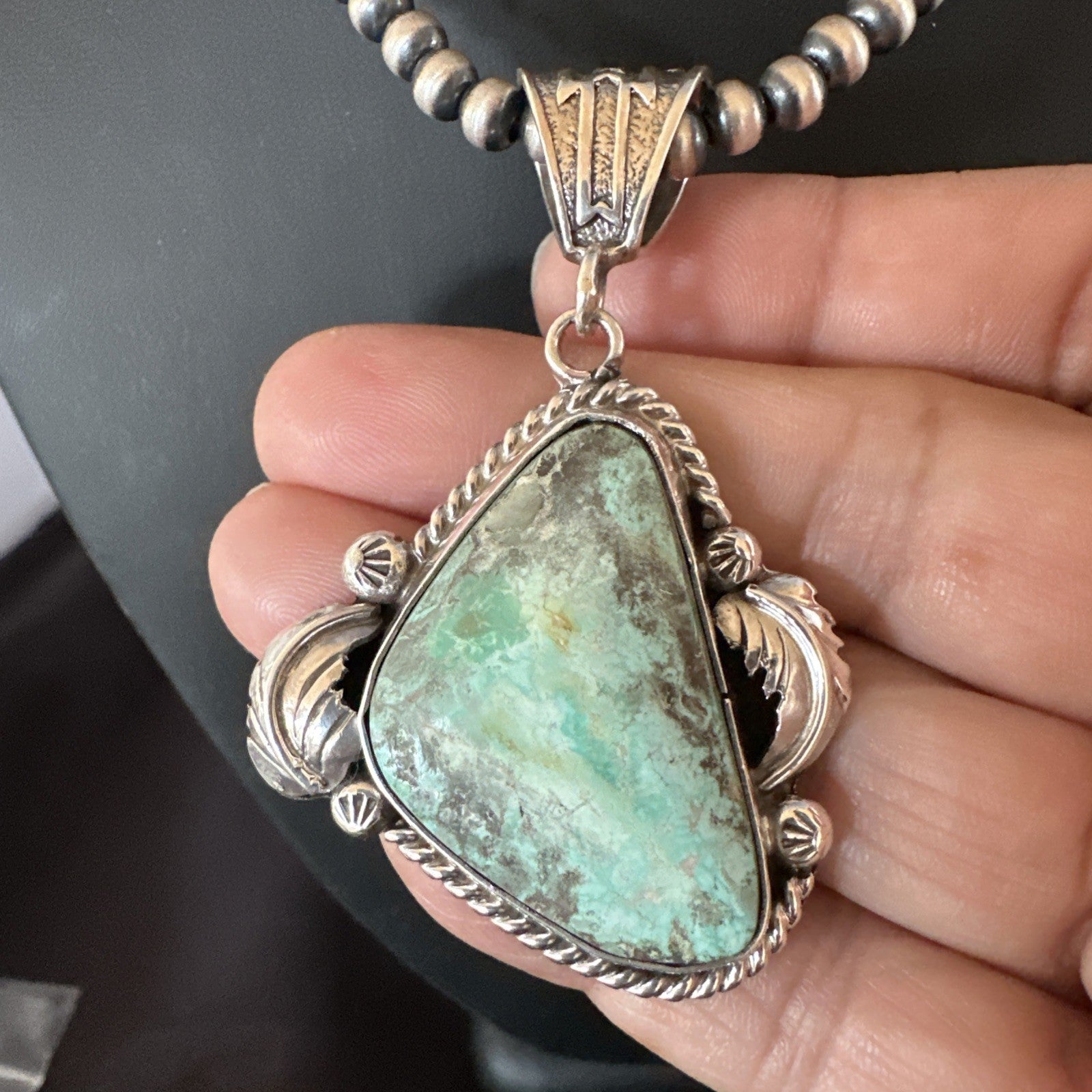 WoMens Navajo Pearls Sterling Silver Royston Turquoise Necklace Pendant 19363