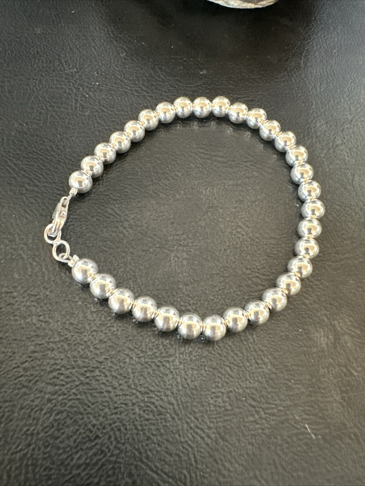 Shiny 6mm Beads 8” Sterling Silver Bracelet 90008