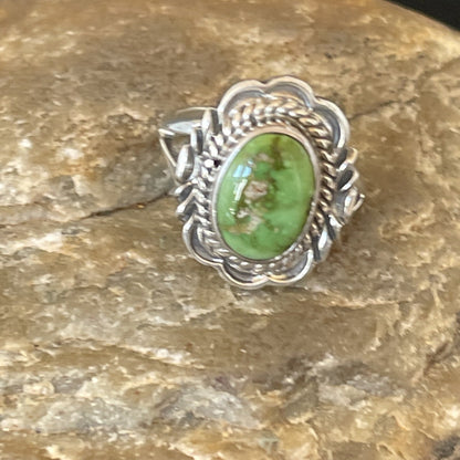 Green Gaspiete Navajo Sterling Silver Ring Size 8.5 11357