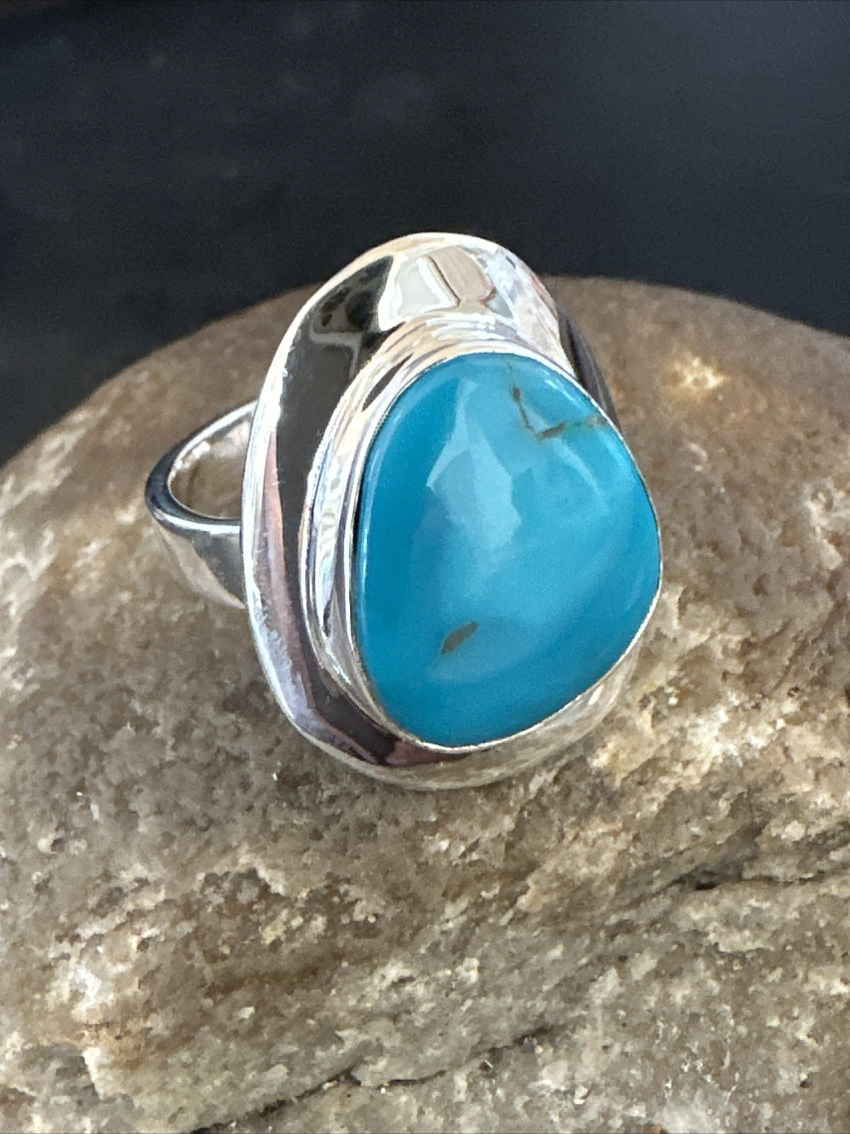 WoMens Sterling Silver Blue Kingman Turquoise Ring Size 7 17681