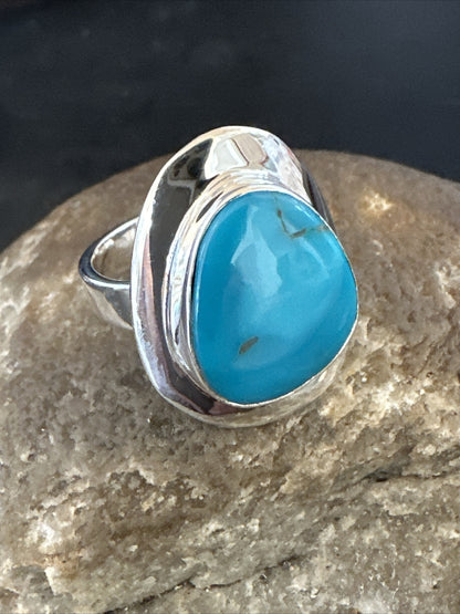 WoMens Sterling Silver Blue Kingman Turquoise Ring Size 7 17681