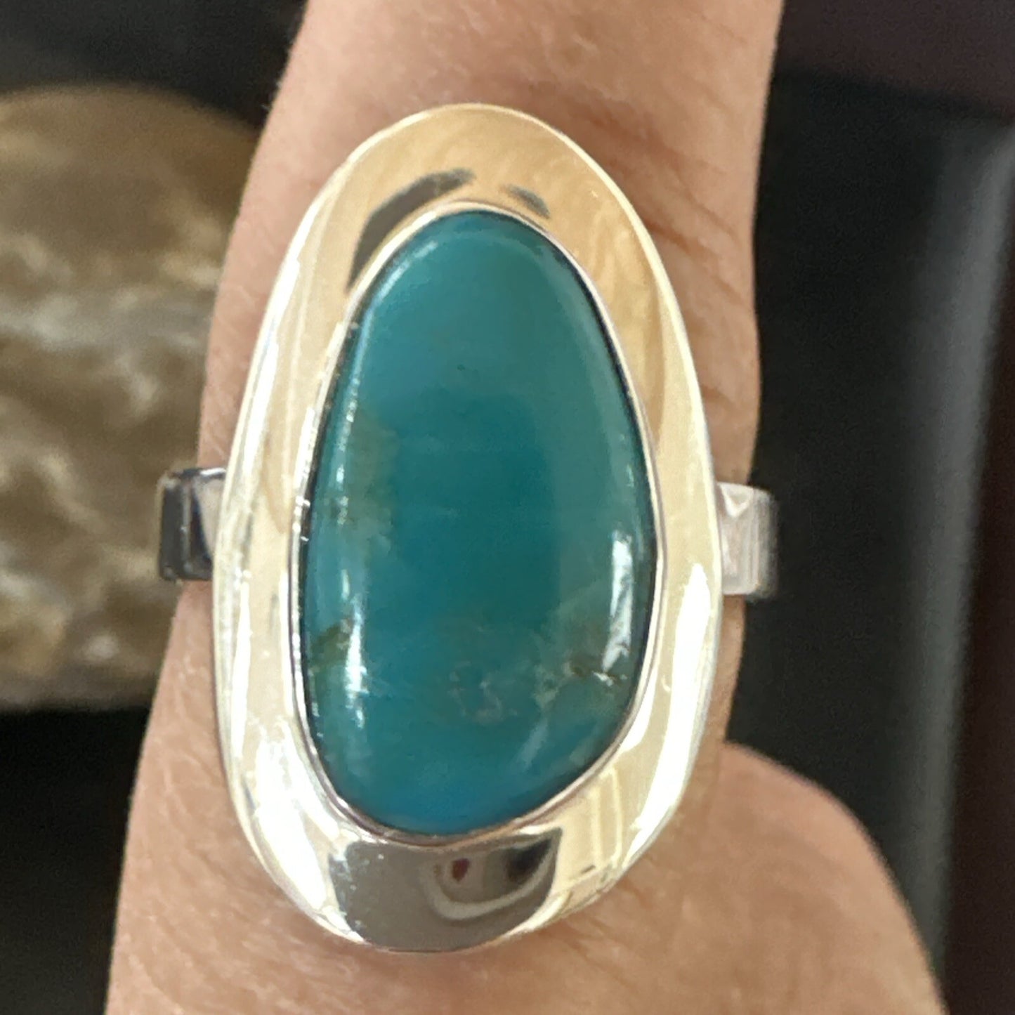 WoMens Sterling Silver Blue Kingman Turquoise Ring Size 8.5 17728