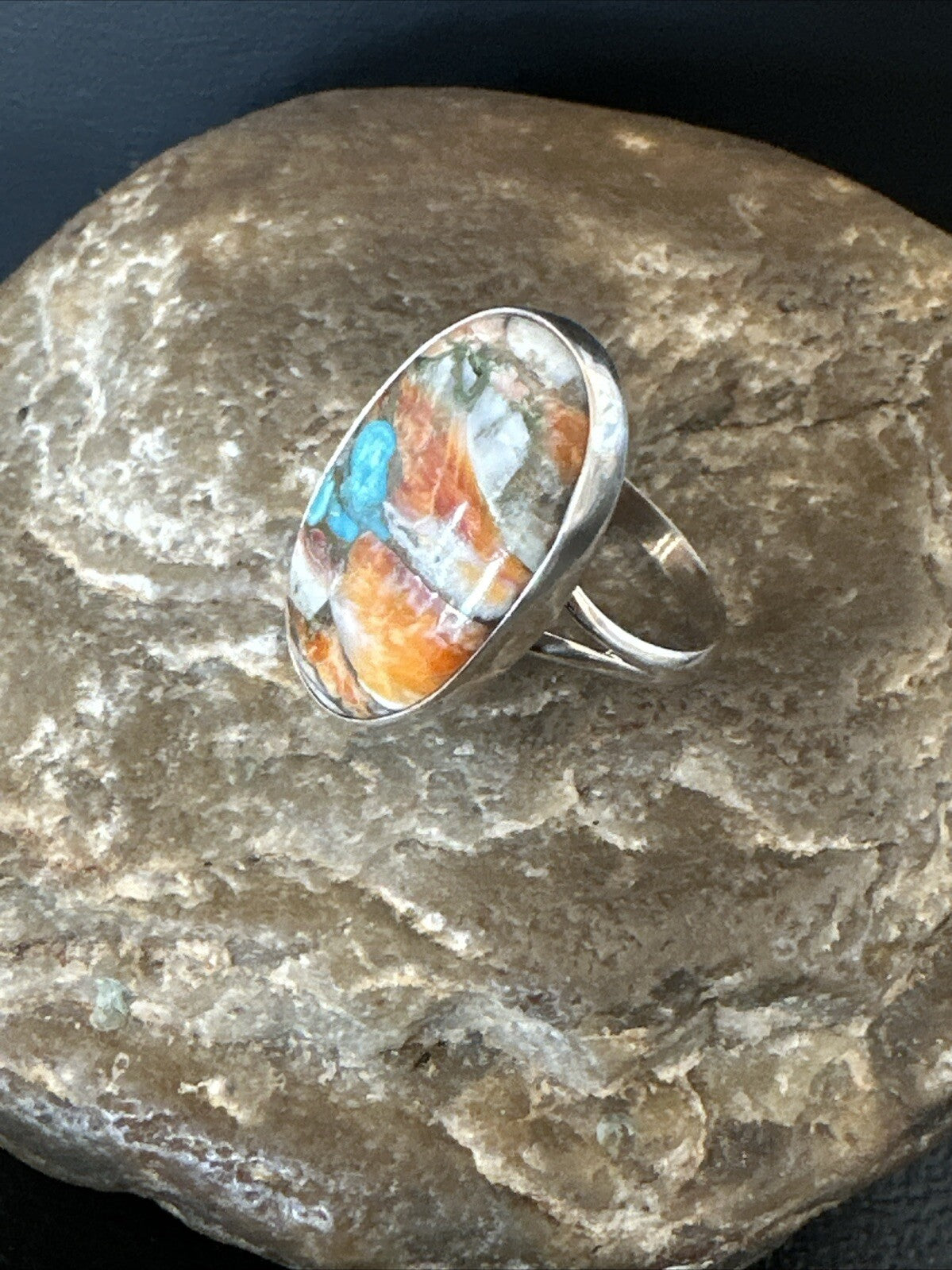 Turquoise Spiny Oyster Navajo Sterling Silver Ring Size 8 18209