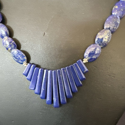 Mens Womens Lapis Lazuli Navajo Sterling Silver 23” Necklace 17748