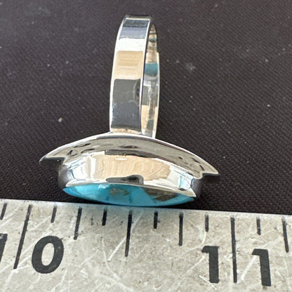 Southwestern Sterling Silver Blue Kingman Turquoise Ring Size 8 18521