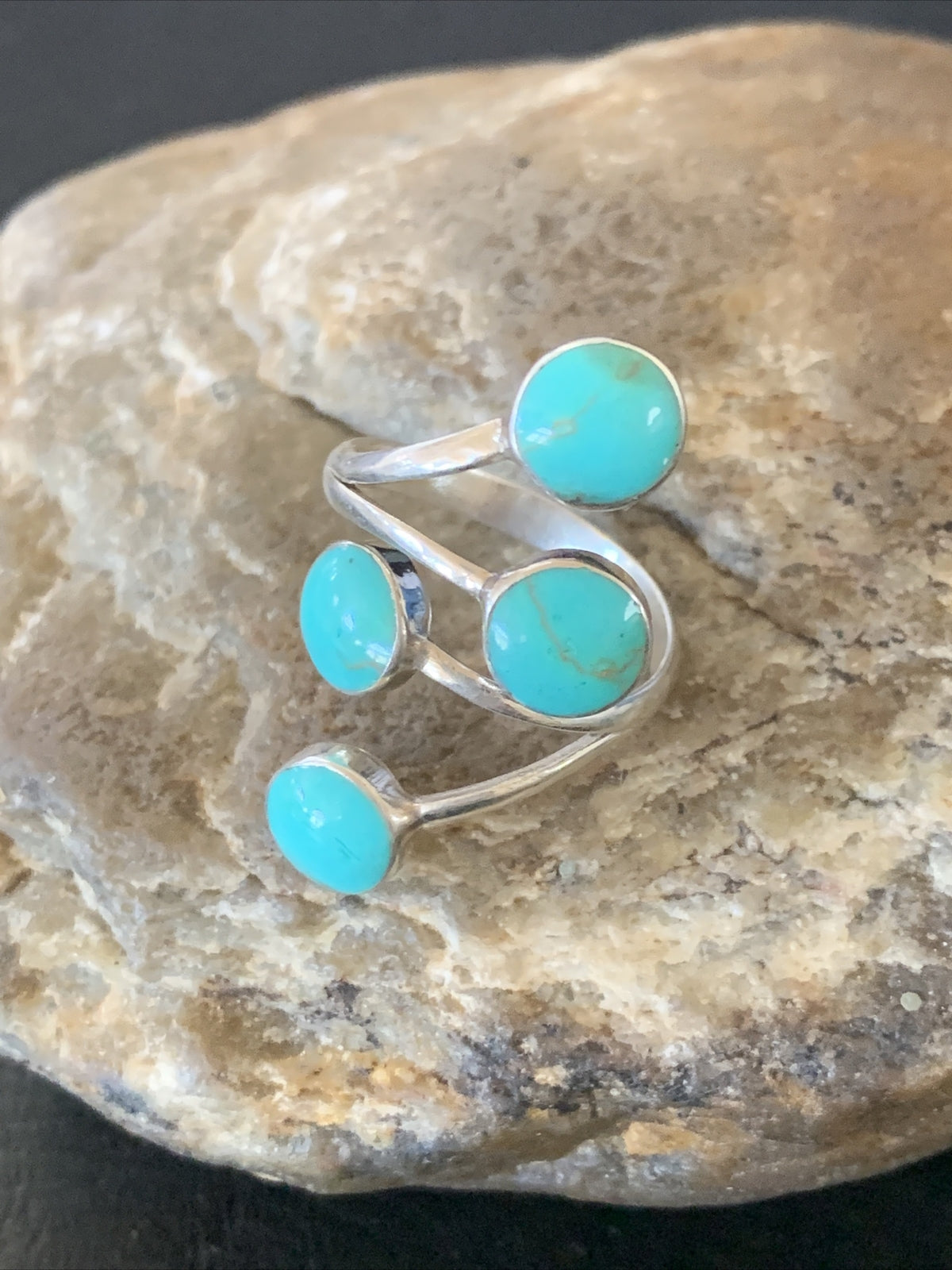 Blue Kingman Turquoise Southwestern Sterling Silver Ring Size 6 19460
