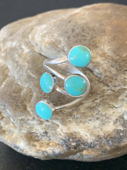 Blue Kingman Turquoise Southwestern Sterling Silver Ring Size 6 19460