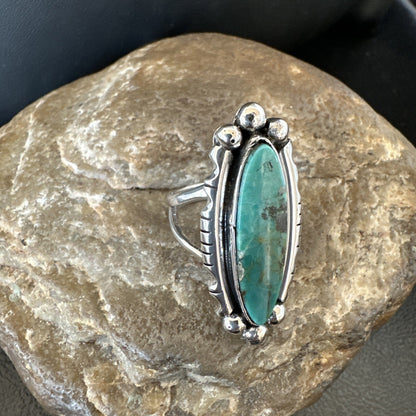 Blue Kingman Turquoise Native American Navajo Sterling Silver Ring Size 7 18629