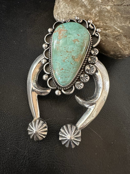 XXL Men Women Green Royston Turquoise Naja Sterling Silver Pendant Navajo 19528
