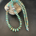Green Turquoise Spiny Navajo Pearls Necklace 26" | Sterling Silver | Authentic Native American Handmade | 19682
