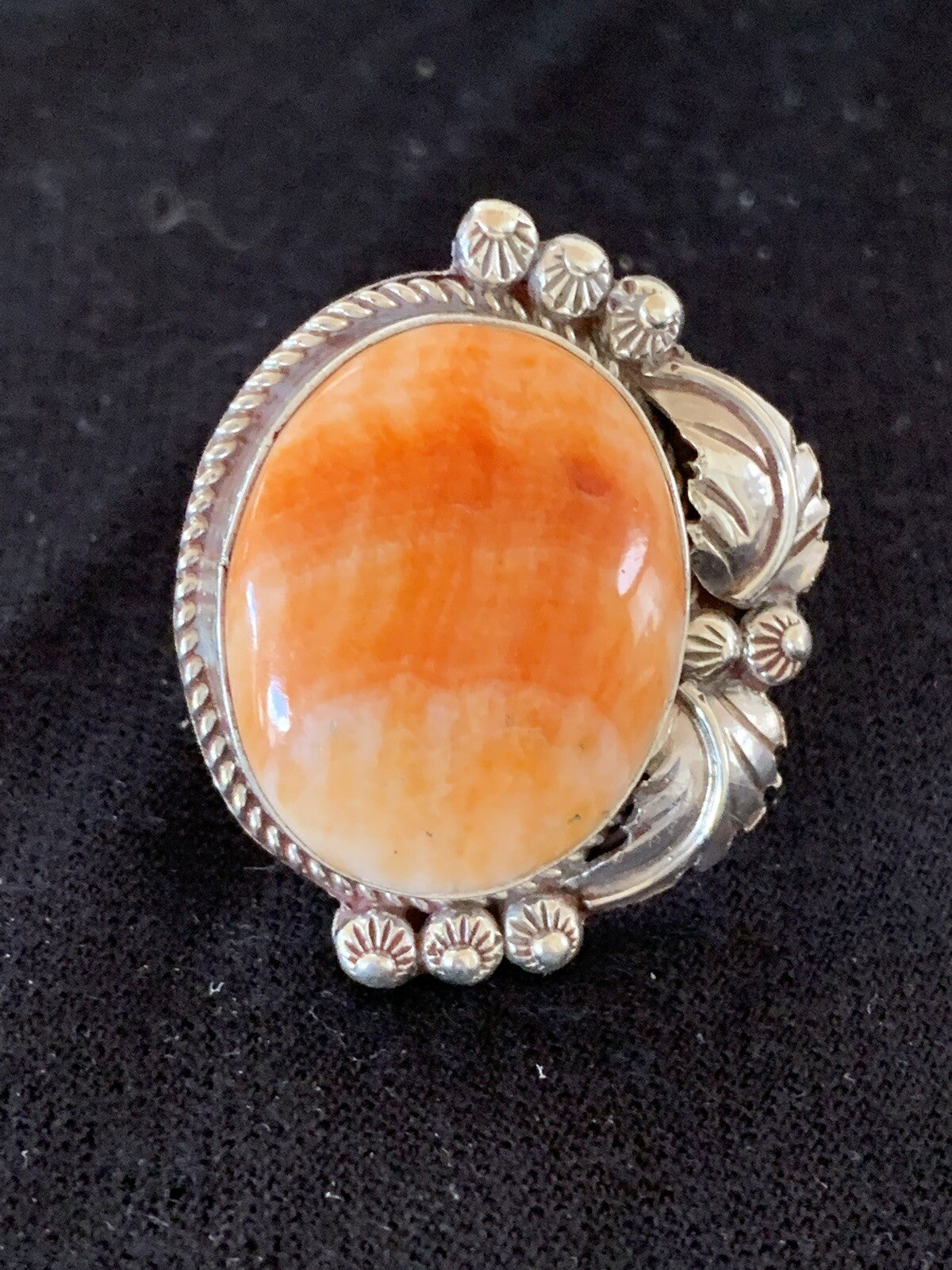 Orange Spiny Oyster Navajo Sterling Silver Ring Size 10.5 14694
