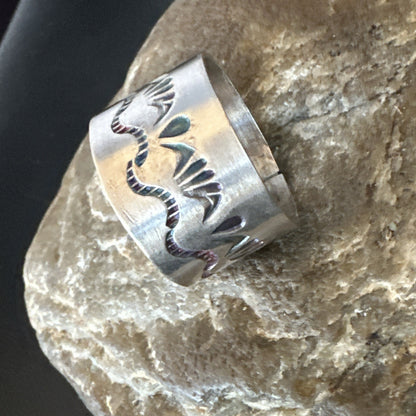 Mens Wedding Wide Band Navajo Stamped Sterling Silver Ring Size 14 19066