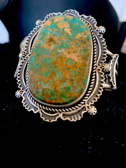 Mens Royston Turquoise Navajo Sterling Silver Cuff Bracelet 1163