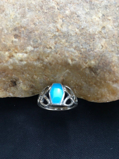Blue Turquoise Navajo Sterling Silver Native American Ring Size 6.75 02951