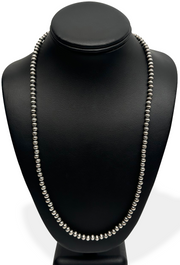 6mm Beads Navajo 24"Hook Eye Cone Necklace | Sterling Silver | Authentic Native American Handmade