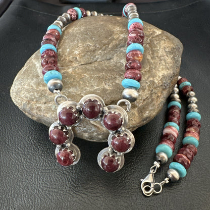 Purple Spiny Oyster Naja Pendant Turquoise Navajo Sterling Silver Necklace 18849