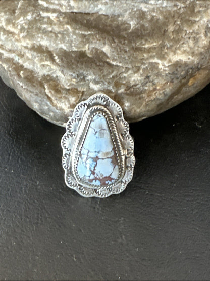 Blue Golden Hill Turquoise Navajo Sterling Silver Ring Size 11 19822
