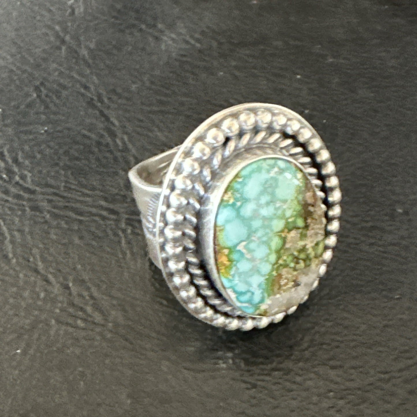 Navajo Sterling Silver Green Royston Turquoise Ring Size 7 19630