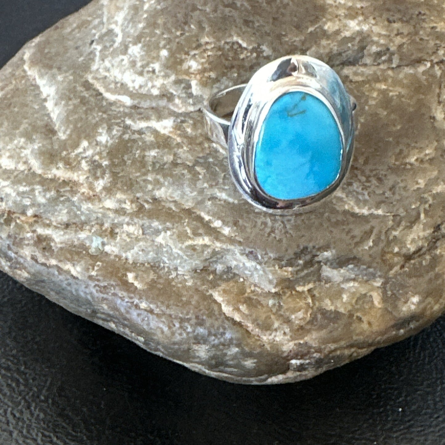 Southwestern Sterling Silver Blue Kingman Turquoise Ring Size 9 18527
