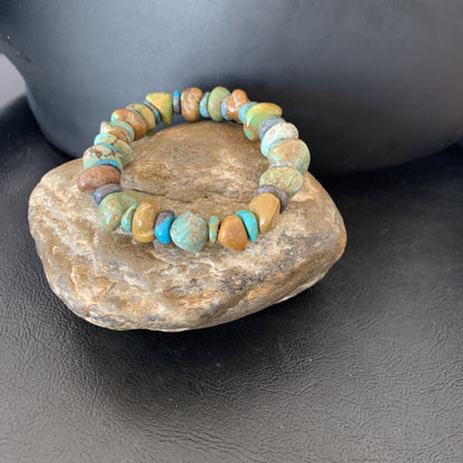 Womens Blue Green Turquoise Stretch Stone Friendship Bracelet 11822