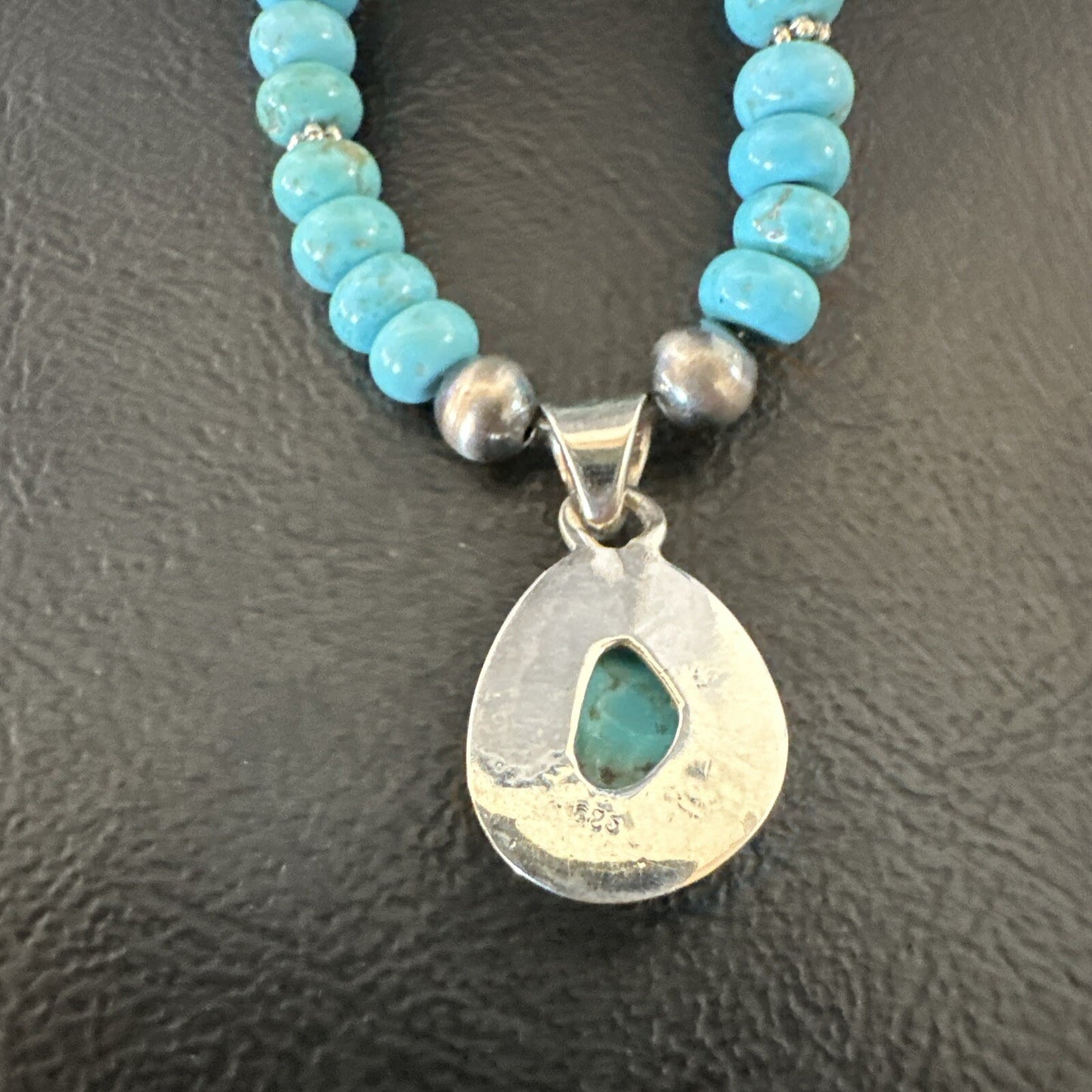 WoMens Blue Kingman Turquoise Pendant Navajo Sterling Silver Necklace 21" 18150