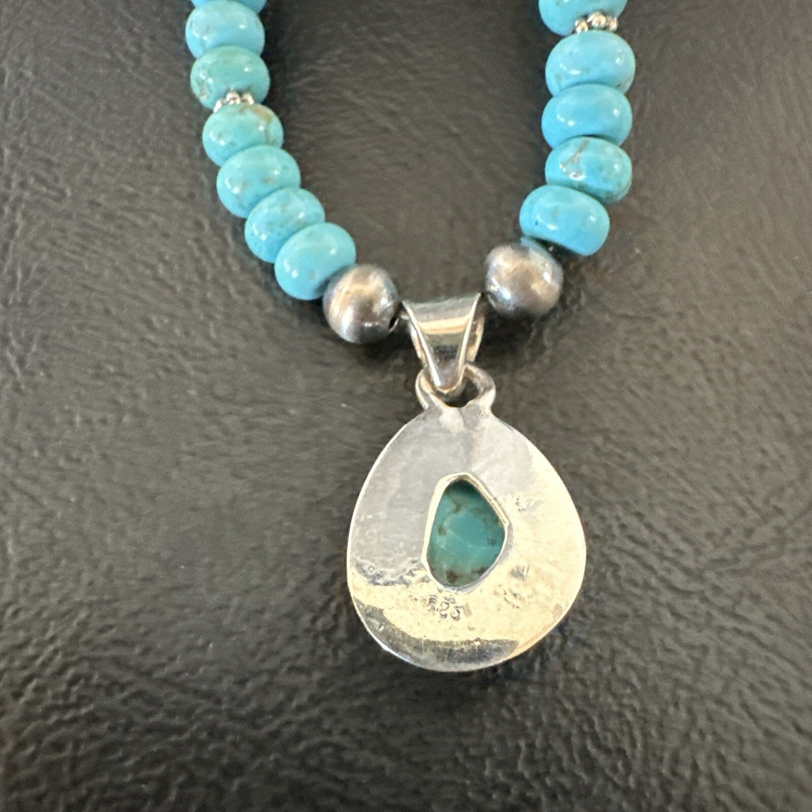 WoMens Blue Kingman Turquoise Pendant Navajo Sterling Silver Necklace 21" 18150