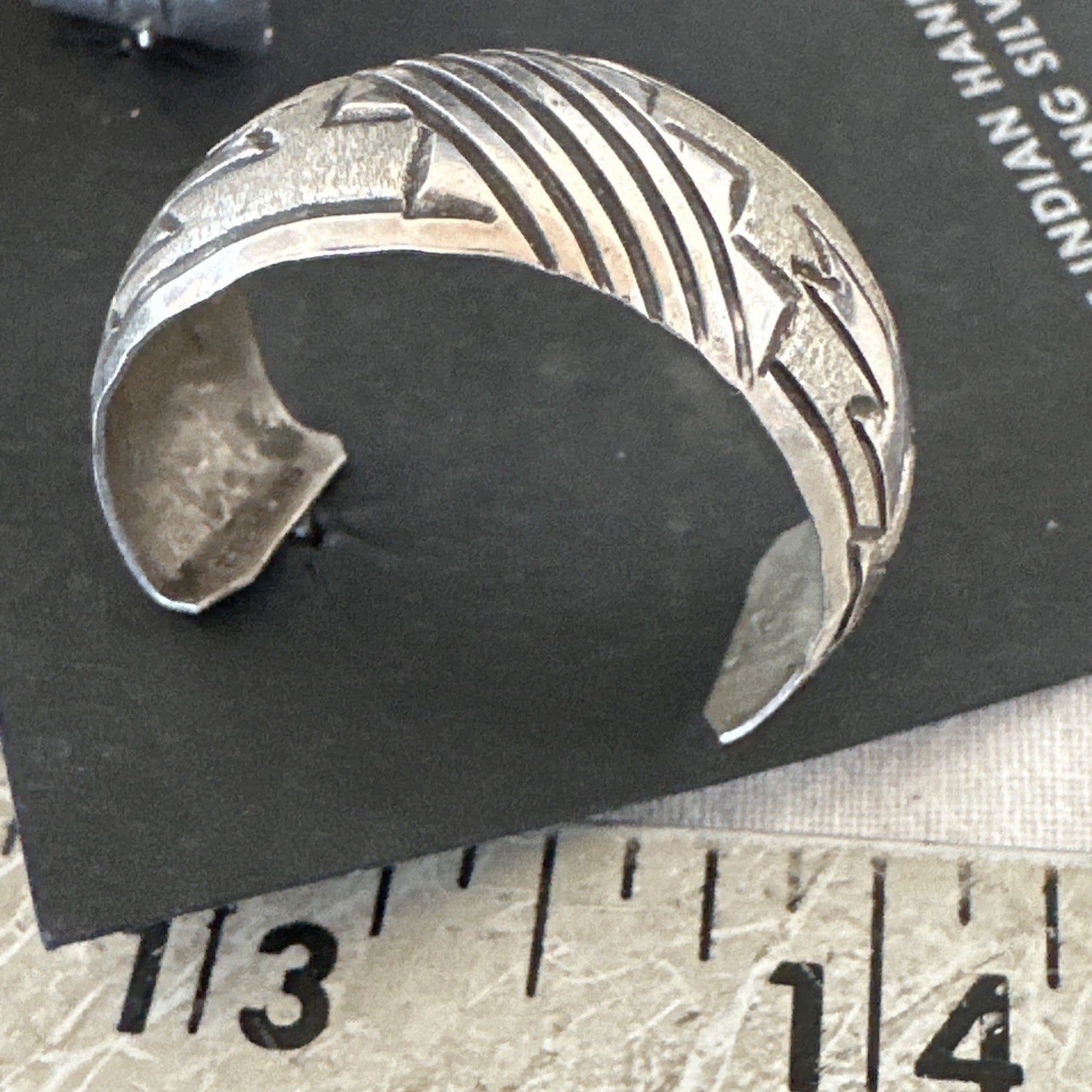 Old Pawn Womens Stamped Design All Sterling Silver Hoop Stud Earrings 1" 19093