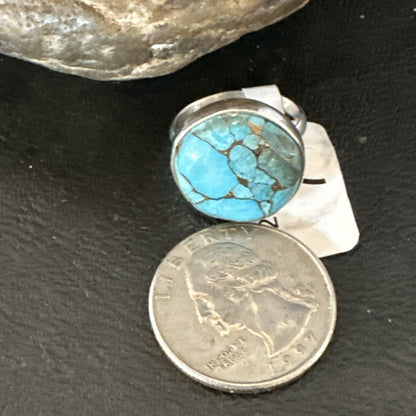 Blue Turquoise#8 Southwestern Sterling Silver Ring Size 7 19740