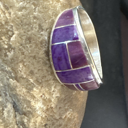 Native Womens  Purple Stone Navajo Sterling Silver Ring Set Sz 10 17778