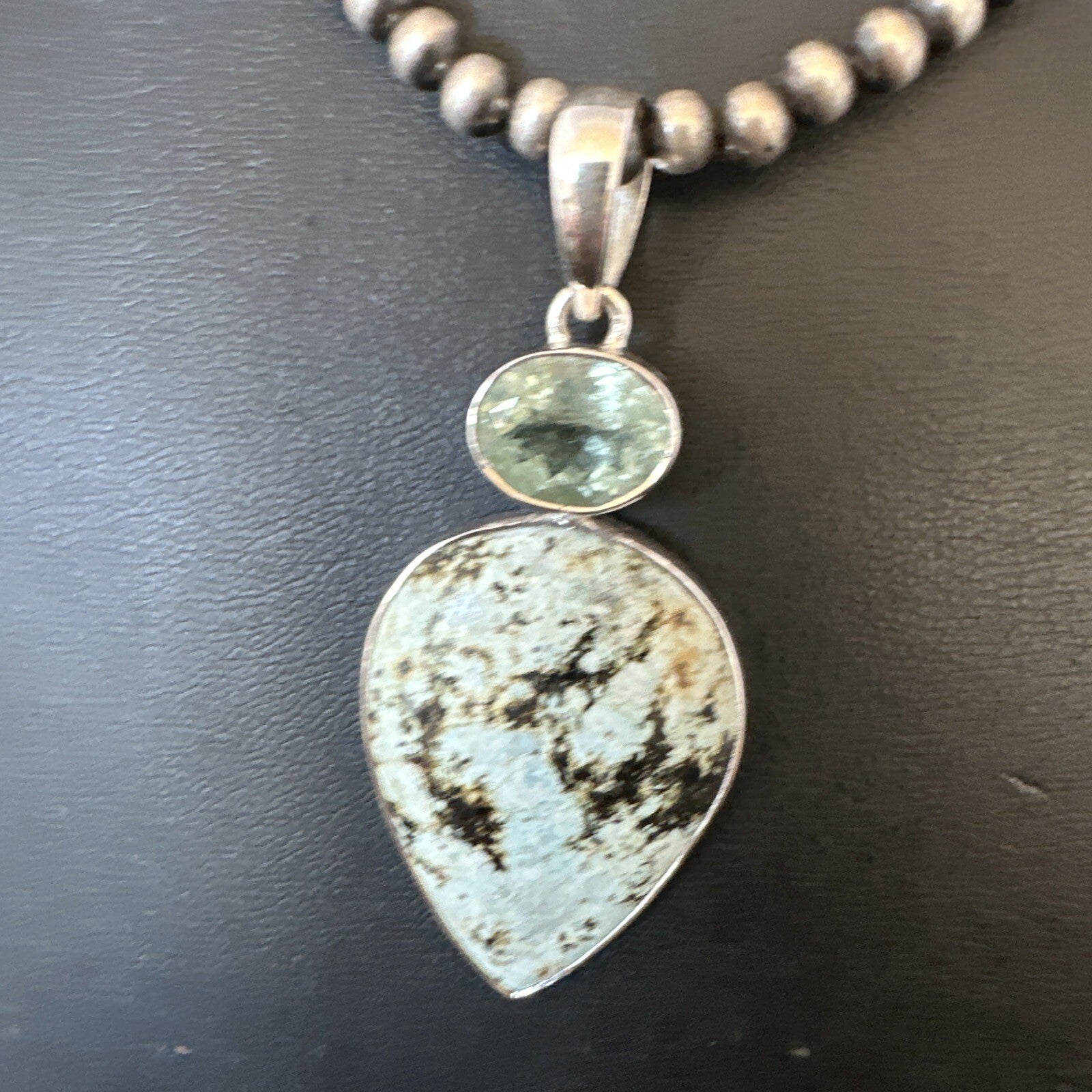 Womens Dry Creek Turquoise Topaz Pendant Navajo Sterling Silver Necklace 19744