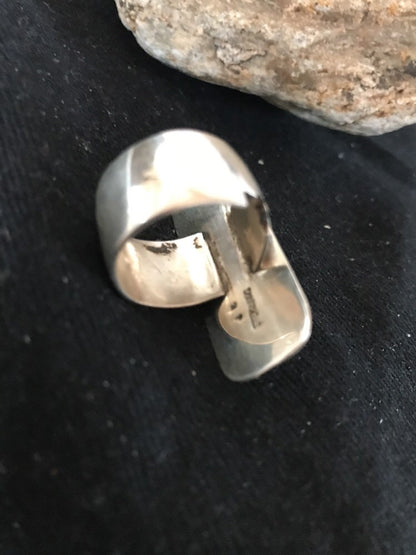 Native American Navajo Sterling Silver Handmade Blue Turquoise Ring Sz 8